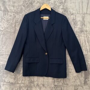 Vintage Pendleton Womens Wool Blazer Navy Blue Size M Old Money Academia Career